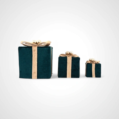 Set of 3 Emerald Velvet Gift Boxes 