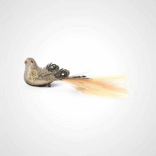 18cm Champagne Glitter Bird 