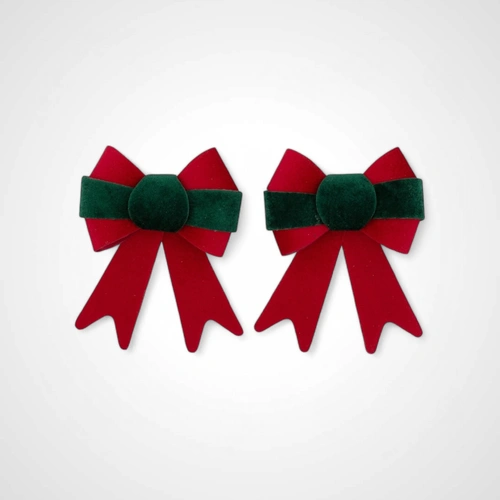2pk Red & Green Bow (13cm x 17cm) 