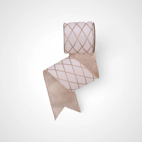 10m Champagne Velvet Ribbon w/ Glitter Detail 