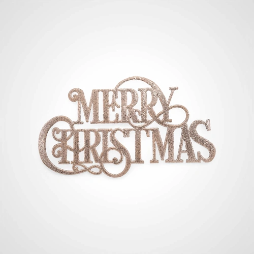Metal Merry Christmas Wall Sign w/Glitter Finish