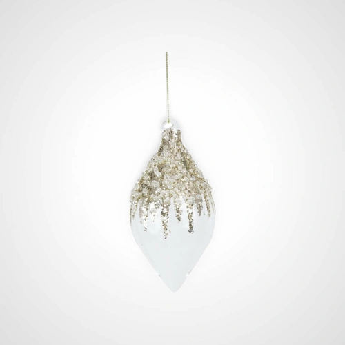 14cm Glass Clear Finial w/Glitter Detail