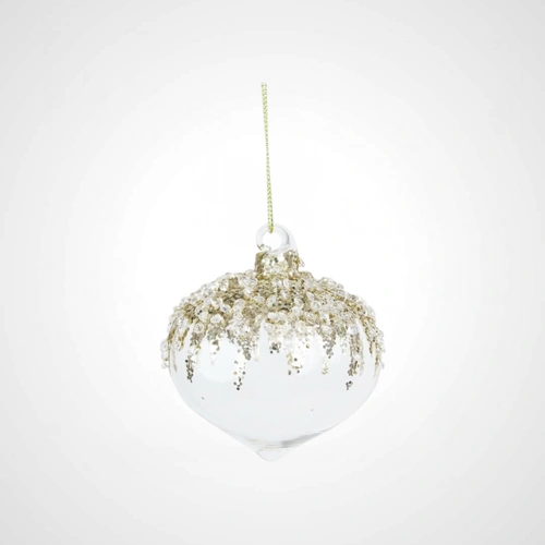 14cm Glass Clear Onion w/Glitter Detail