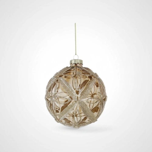 10cm Clear Taupe Glass Bauble (A) 