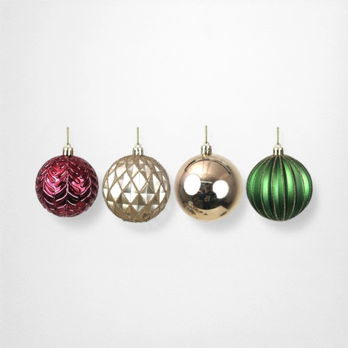 Mulberry Green & Champagne Baubles - Pack of 24