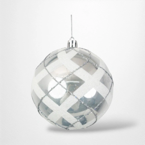 White Bauble with Hand Painted Detail (A) - 10cm