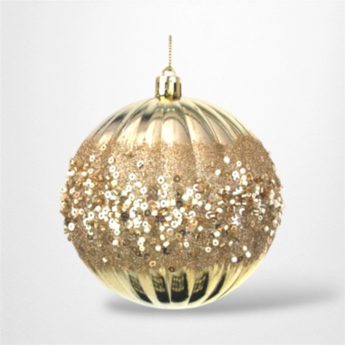 Champagne Bauble w/Glitter Detail (A) - 10cm