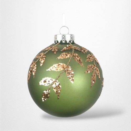 Sage Bauble w/Glitter Detail (C) - 10cm