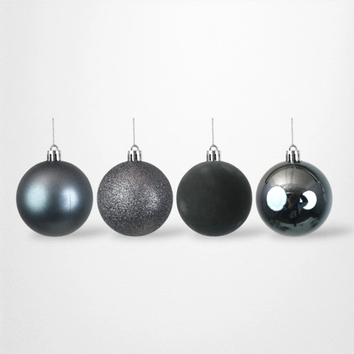 Silver & Gunmetal Baubles - 6cm - Pack of 24