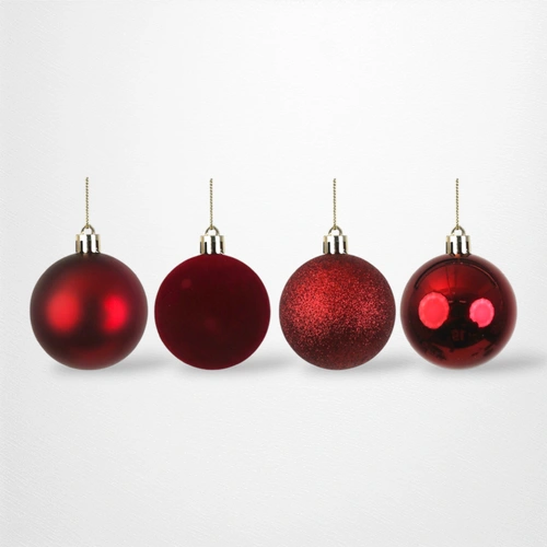 Mulberry & Red Baubles - 6cm - Pack of 24