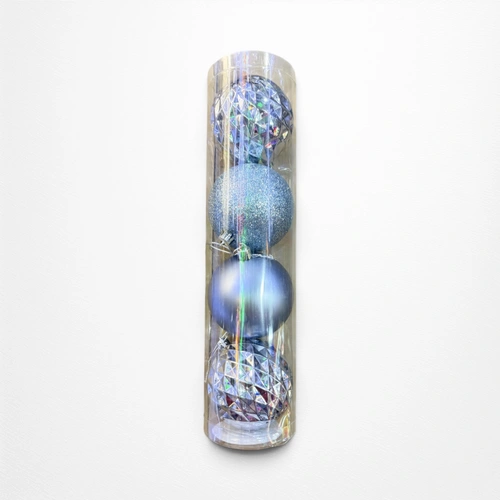 Arctic Blue Shatterproof Baubles - 8cm - Pack of 4