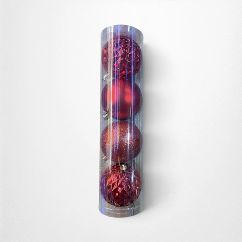 Red Shatterproof Baubles - 8cm - Pack of 4