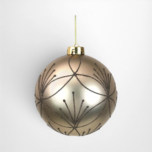 Champagne & Chestnut Detailed Bauble (A) - 12cm