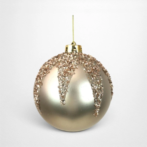 Champagne & Chestnut Detailed Bauble (B) - 12cm