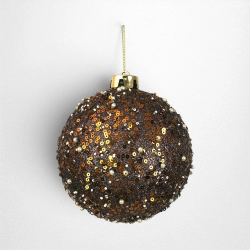 Champagne & Chestnut Detailed Bauble (C) - 12cm