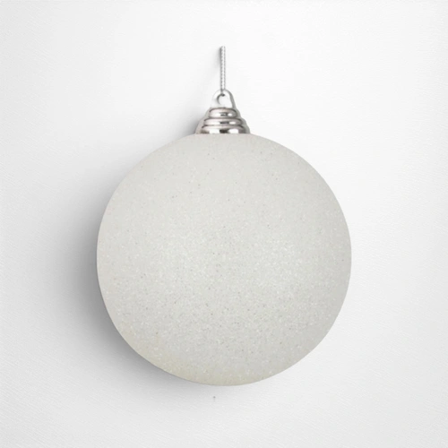 White Glitter Shatterproof Bauble - 12cm