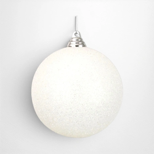 White Glitter Shatterproof Bauble - 14cm