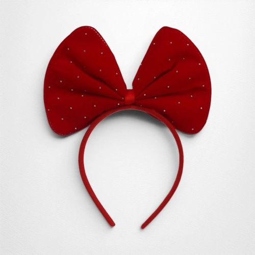 Burgundy Bow Headband w/Diamante Specks
