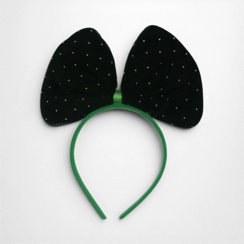 Green Bow Headband w/Diamante Specks