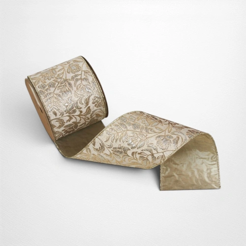 Ivory Brocade w/Wire Edging - 10cm x 10m 