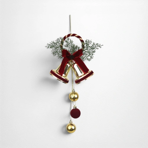Gold Bells w/Burgundy Velvet Ribbon