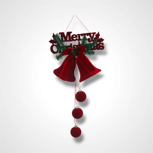 Burgundy Flocked Merry Christmas