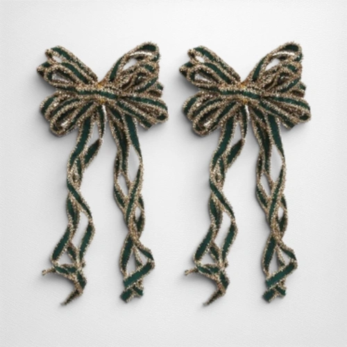 Green Bow with Champagne Edging