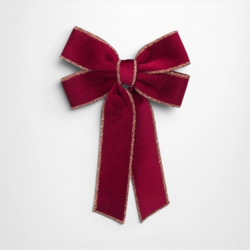 Burgundy Velvet Bow w/Champagne Edging