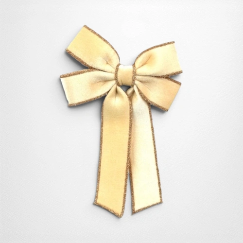 Ivory Velvet Bow w/Champagne Edging