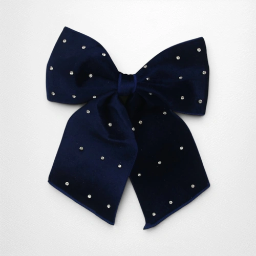 Royale Blue Velvet Bow w/Crystal Detail