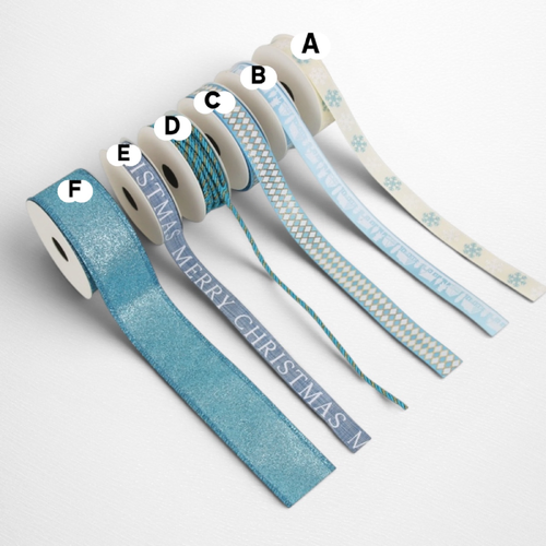 5m Blue Noel Christmas Ribbon F