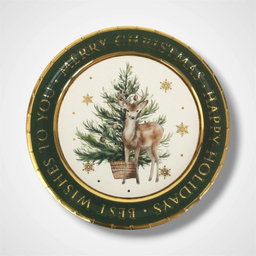 Reindeer Paper Plate  - 23cm -  PK20