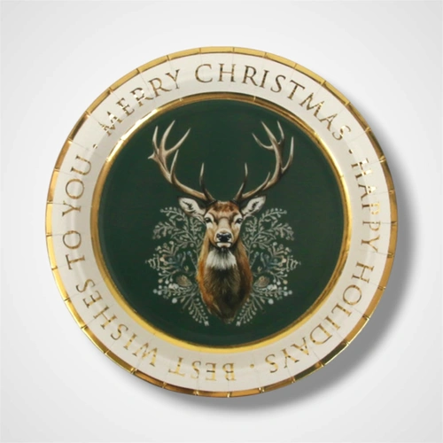 Reindeer Paper Plate  - 18cm -  PK20