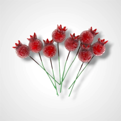 Sugar Coated Pomegranate Pick - 2cm - Pack of 8