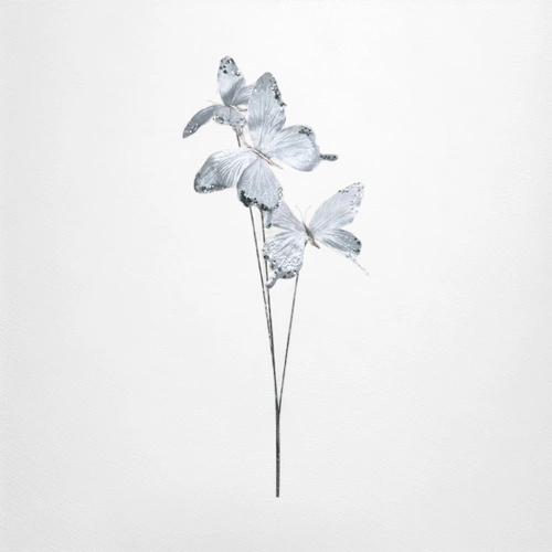 63.5cm Stem with 3 Silver Butterflies B