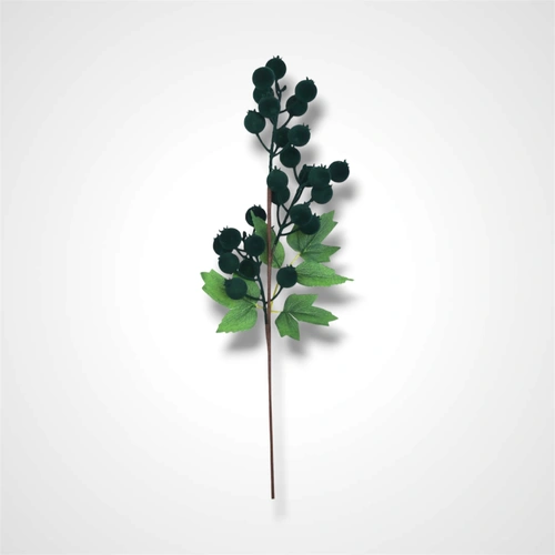 60cm Flocked Green Berry Stem