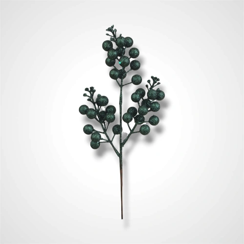 32cm Forest Green Glitter Berry Pick