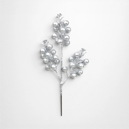 32cm Silver Glitter Berry Pick