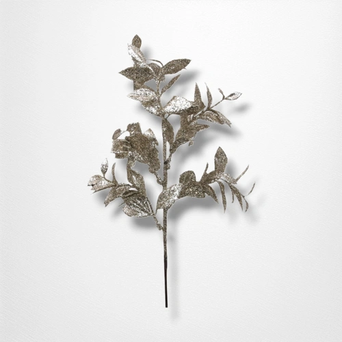 28cm Champagne Glitter Leaf Stem B