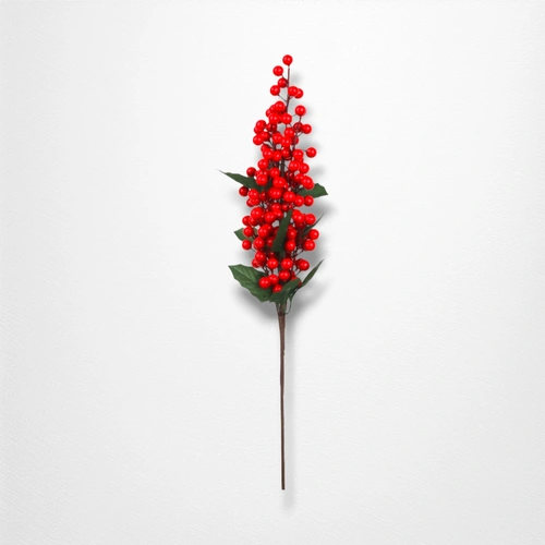 60cm Flocked Red Berry Stem A