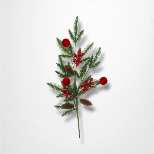 85cm Pine Stem w/Flocked Burgundy Balls