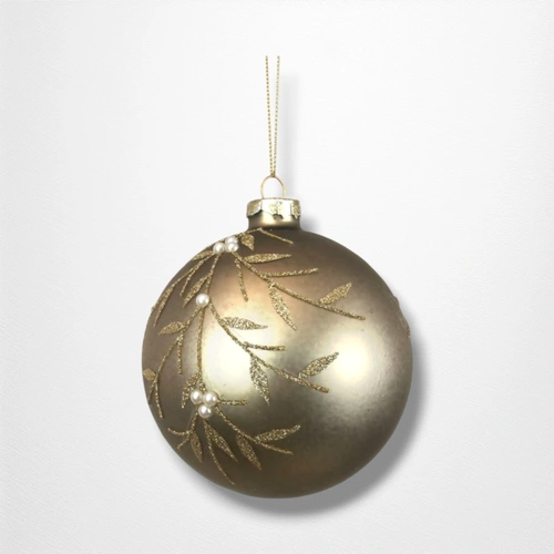 Glass Pewter Bauble w/Detail - 10cm