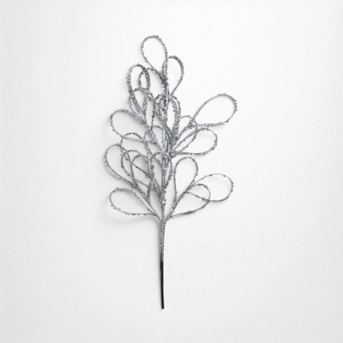 61cm Silver Glitter Loop Stem