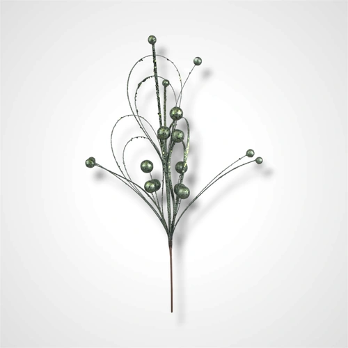 Sage Glitter Ball & Loop Stem -66cm
