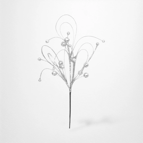 66cm Silver Curly Ball Stem