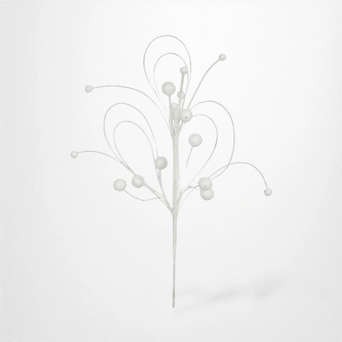 66cm White Curly Ball Stem