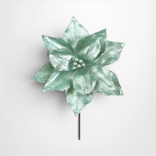 Sparkle Season Silver Poinsettia Clip C