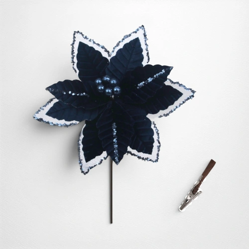 25cm Royal Blue Poinsettia on Clip