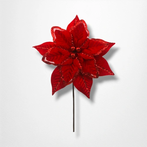 17cm Deep Red Velvet Poinsettia A