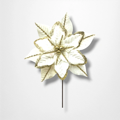 17cm Ivory Velvet Poinsettia B